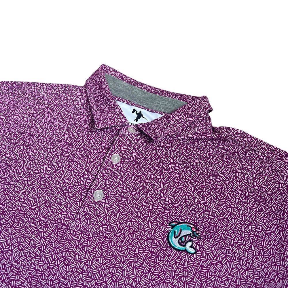 Anderson Ord Mens Shirt Wild Aster Flipper Performance Golf Polo Shirt Large